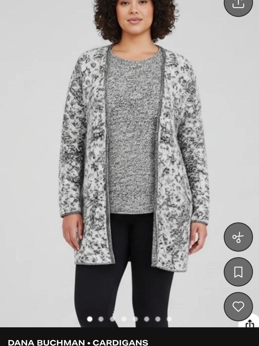 Dana Buchman Gray Marled Open-Front Cardigan